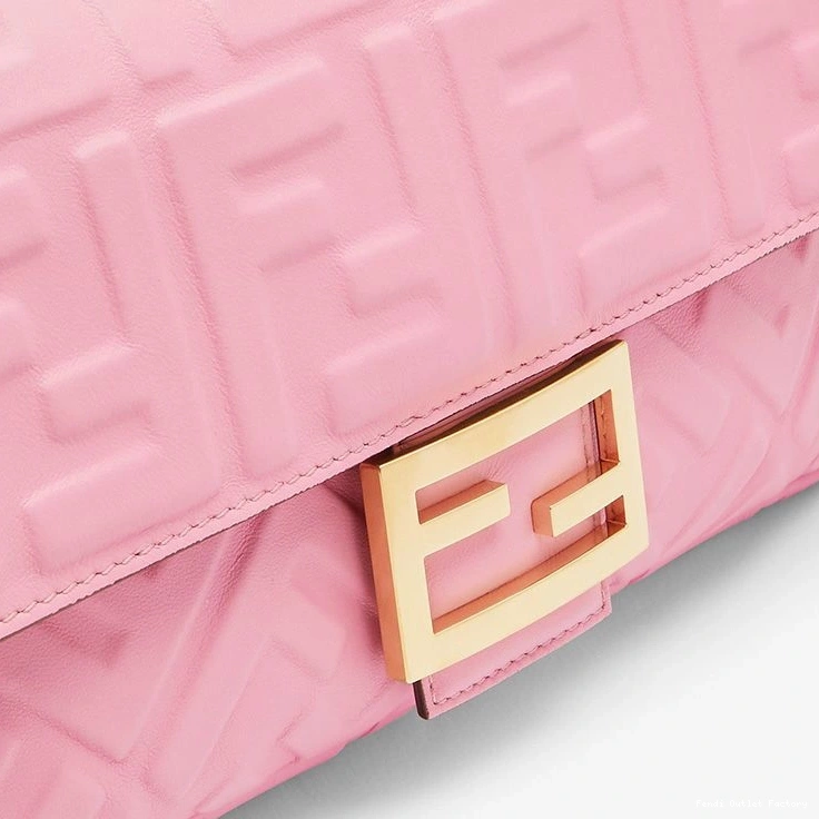 Affordable HOT Bag Baguette In FF Motif Pink Medium Leather Fendi Nappa 0710